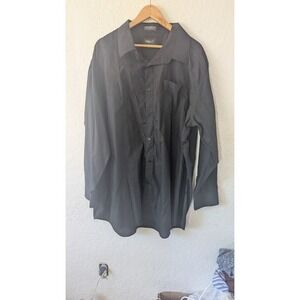 Omega Italy Black Dress Shirt Mens 4XL Long Sleeve Button Front Collared
